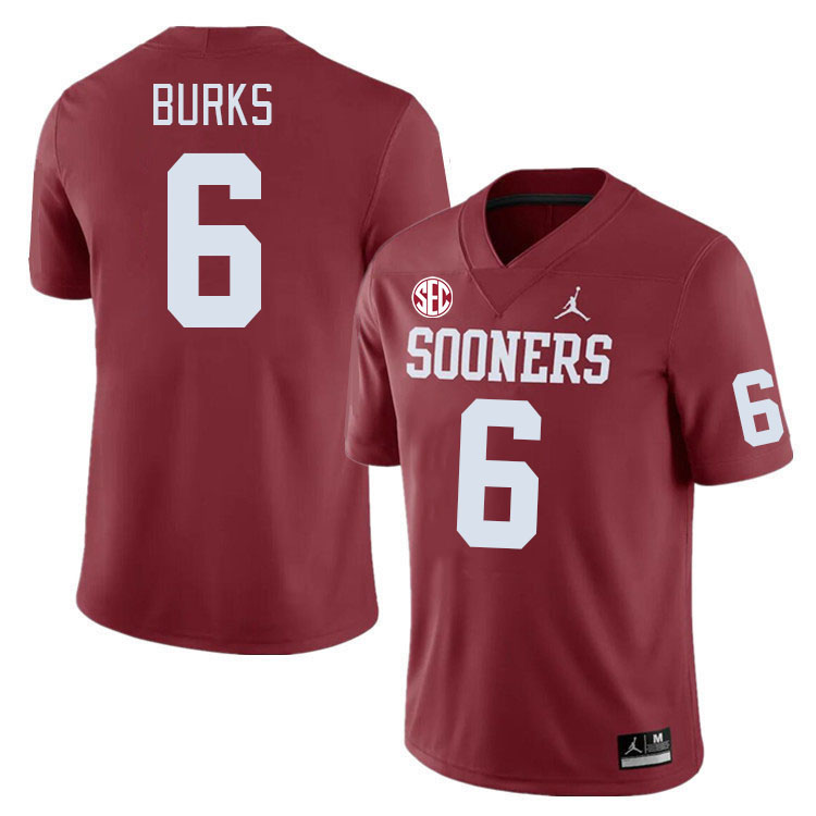 Men #6 Deion Burks Oklahoma Sooners 2024 SEC Conference College Football Jerseys-Crimson